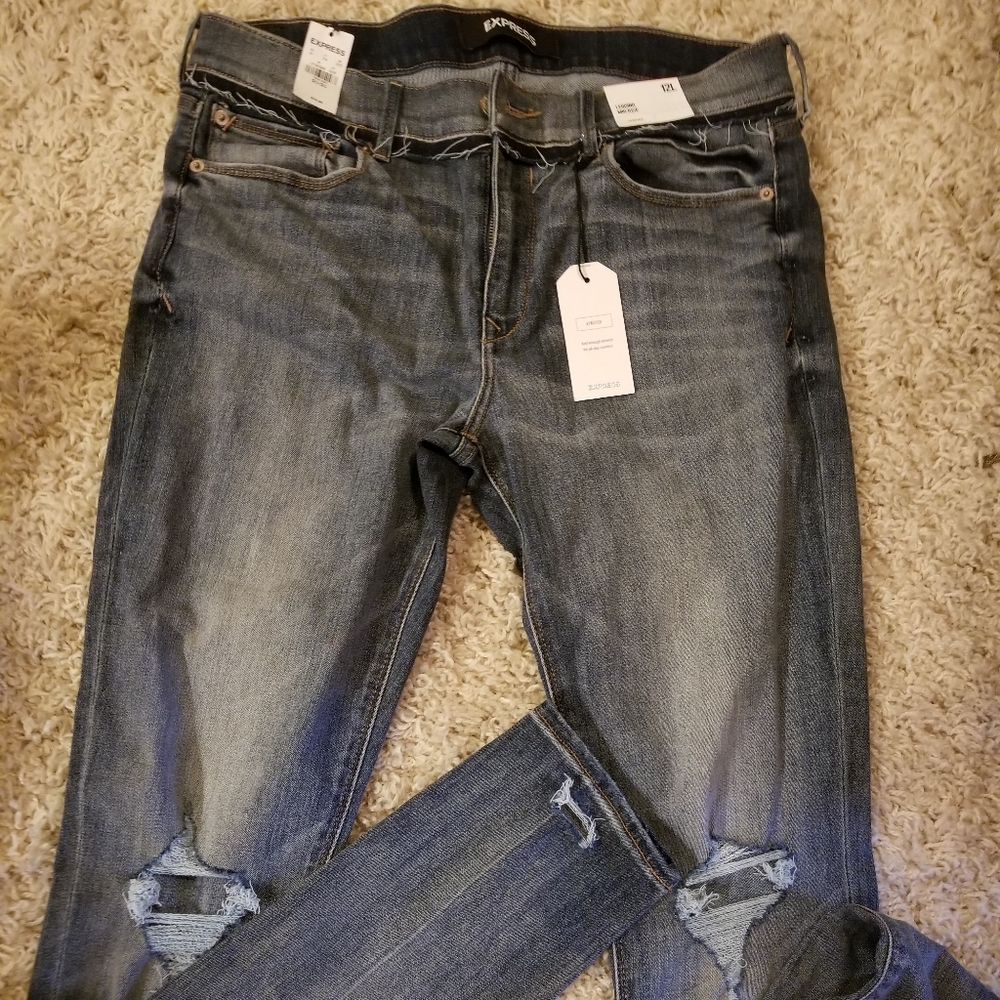 NWT EXPRESS Distressed Mid-Rise Strech Leggings12L